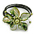 Green Shell Bead Flower Wired Flex Bracelet - Adjustable - view 6