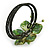 Green Shell Bead Flower Wired Flex Bracelet - Adjustable - view 3