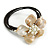 Off White Shell Bead Flower Wired Flex Bracelet - Adjustable - view 3