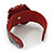 Romantic Dark Red Flower Leather Cuff Bracelet - Adjustable - view 5