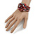 Romantic Dark Red Flower Leather Cuff Bracelet - Adjustable - view 2