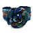 Romantic Blue Flower Leather Cuff Bracelet - Adjustable - view 2