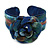 Romantic Blue Flower Leather Cuff Bracelet - Adjustable - view 4