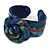 Romantic Blue Flower Leather Cuff Bracelet - Adjustable - view 6