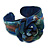 Romantic Blue Flower Leather Cuff Bracelet - Adjustable - view 7