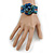 Romantic Blue Flower Leather Cuff Bracelet - Adjustable - view 3