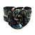 Romantic Black Flower Leather Cuff Bracelet - Adjustable - view 3