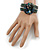 Romantic Black Flower Leather Cuff Bracelet - Adjustable - view 2