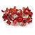 Stunning Red Shell, Faux Pearl Bead Floral Flex Cuff Bracelet - 19cm L - view 4