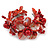 Stunning Red Shell, Faux Pearl Bead Floral Flex Cuff Bracelet - 19cm L