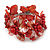 Stunning Red Shell, Faux Pearl Bead Floral Flex Cuff Bracelet - 19cm L - view 6