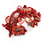 Stunning Red Shell, Faux Pearl Bead Floral Flex Cuff Bracelet - 19cm L - view 3
