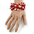 Stunning Red Shell, Faux Pearl Bead Floral Flex Cuff Bracelet - 19cm L - view 2
