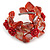Red Shell Floral Flex Cuff Bracelet - Adjustable - view 4