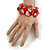 Red Shell Floral Flex Cuff Bracelet - Adjustable - view 2