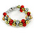 Fancy Transparent/ Red/ Citrine Silver Acrylic Bead Flex Bracelet - 18cm L - view 3