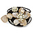 Antique White Shell Bead Flower Wired Flex Bracelet - Adjustable - view 2