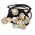 Antique White Shell Bead Flower Wired Flex Bracelet - Adjustable - view 4