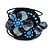 Cobalt Blue Shell Bead Flower Wired Flex Bracelet - Adjustable - view 3