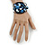 Cobalt Blue Shell Bead Flower Wired Flex Bracelet - Adjustable - view 2