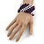 Purple Wood, Silver Acrylic Bead Flex Bracelet - 17cm L - view 2