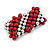 Raspberry Red Wood, Silver Acrylic Bead Flex Bracelet - 17cm L - view 3