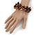 Chunky Brown Shell, Glass Bead Flex Bracelet - 20cm L/ Large - view 2