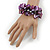 Chunky Purple Shell, Black/ Grey Glass Bead Flex Bracelet - 20cm L/ Large - view 2