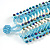 Wide Handmade Light Blue/ White Glass Bead Bracelet - 16cm L/ 2cm Ext - view 5