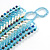 Wide Handmade Light Blue/ White Glass Bead Bracelet - 16cm L/ 2cm Ext - view 6