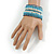 Wide Handmade Light Blue/ White Glass Bead Bracelet - 16cm L/ 2cm Ext - view 2