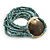 Multistrand Dusty Blue Glass Bead with Shell Motif Flex Bracelet - 19cm L - view 3