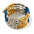 Multistrand Acrylic Bead Coiled Flex Bracelet In Silver, Gold, Blue - Adjustable - view 4
