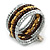 Multistrand Beaded Coiled Flex Bracelet in Silver, Brown, Gold - Adjustable - view 4