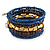 Multistrand Beaded Coiled Flex Bracelet in Blue, Brown, Gold - Adjustable - view 3