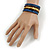 Multistrand Beaded Coiled Flex Bracelet in Blue, Brown, Gold - Adjustable - view 2