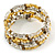 Multistrand Acrylic Bead Coiled Flex Bracelet In Silver, Gold, Brown - Adjustable - view 3