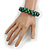 Teal Green/ Gold Wood Bead Cluster Flex Bracelet - 17cm L - view 2