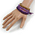Stylish Multistrand Wood and Glass Bead Flex Bracelet (Purple, Bronze) - 18cm L - view 2