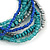 Stylish Multistrand Wood, Acrylic and Glass Bead Flex Bracelet (Teal, Blue, Grey) - 18cm L - view 4