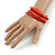 Stylish Multistrand Wood and Glass Bead Flex Bracelet (Red, Orange) - 18cm L - view 2