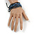 Stylish Multistrand Wood and Glass Bead Flex Bracelet (Black, Blue, Hematite) - 18cm L - view 2