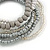Stylish Multistrand Wood and Glass Bead Flex Bracelet (Grey/ White/ Transparent) - 18cm L - view 4