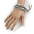 Stylish Multistrand Wood and Glass Bead Flex Bracelet (Grey/ White/ Transparent) - 18cm L - view 2