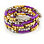 Multistrand Glass, Acrylic Bead Coiled Flex Bracelet (Silver, Gold, Bronze, Purple) - Adjustable - view 3