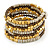 Multistrand Glass, Acrylic Bead Coiled Flex Bracelet (Off White, Gold, Bronze) - Adjustable - view 2