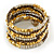 Multistrand Glass, Acrylic Bead Coiled Flex Bracelet (Off White, Gold, Bronze) - Adjustable - view 4