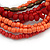 Multistrand Red/ Coral Glass, Brown Acrylic Bead Flex Bracelet - 18cm Long - view 4