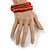 Multistrand Red/ Coral Glass, Brown Acrylic Bead Flex Bracelet - 18cm Long - view 2