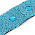 Handmade Boho Style Light Blue Glass Bead Wristband Bracelet - 17cm L/ 2cm Ext - view 3